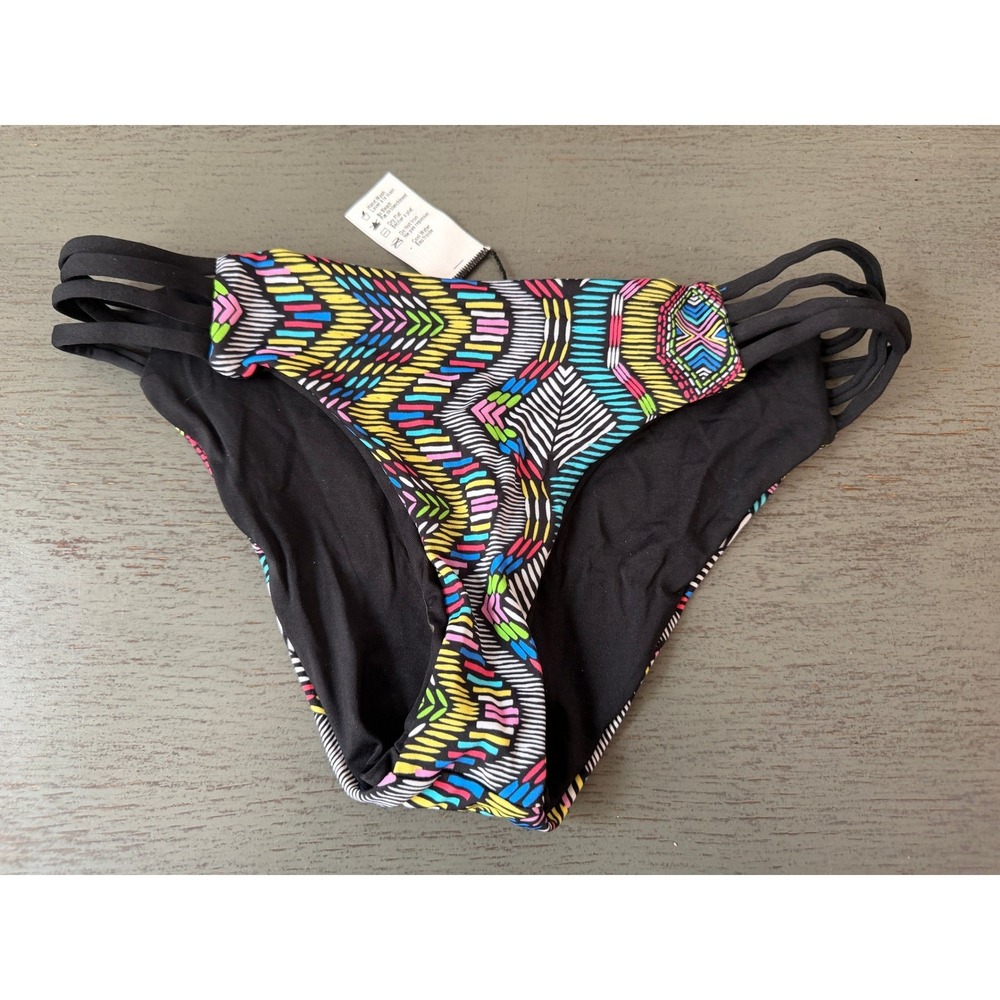 L Space Estella Bikini Bottom Multicolor Tribal Geometric Strappy XS NWOT